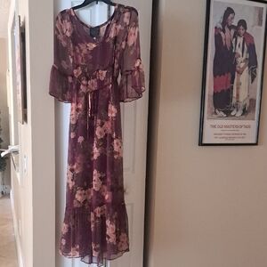 Johnny Was WINONA Burgundy Floral Maxi Dress